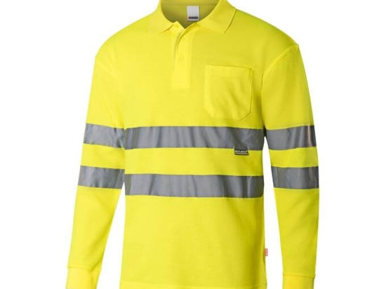 Polo manches longues haute visibilité en coton/polyester