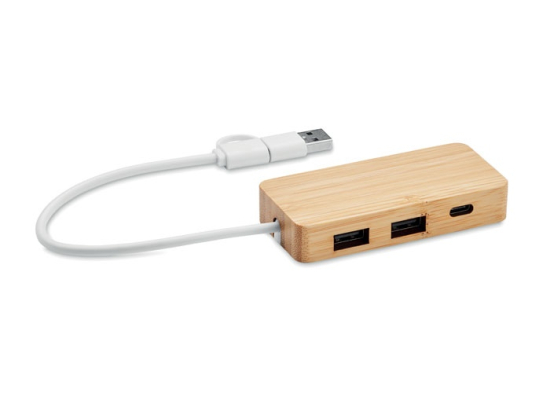 HUBBAM - Hub USB 3 ports en bambou