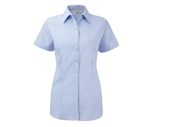 Ladies' short sleeve tailored herringbone shirt