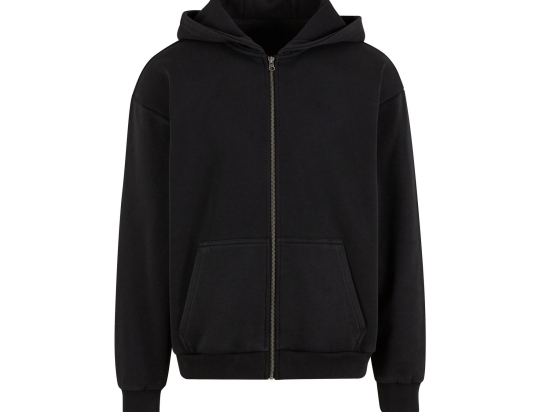 Sweat capuche zippé lourd délavé