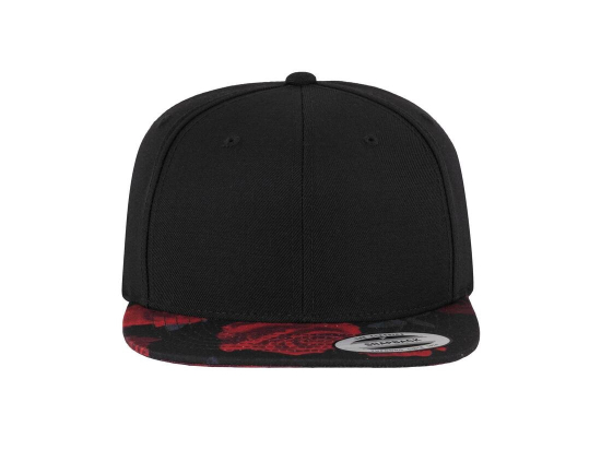 Casquette 6 pans impression rose sur la visière