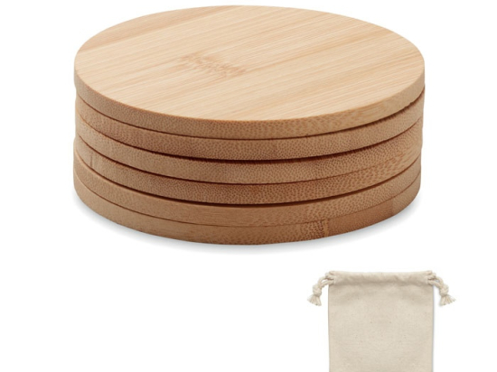 BAYIN SET - Lot de 6 sous-verres en bambou