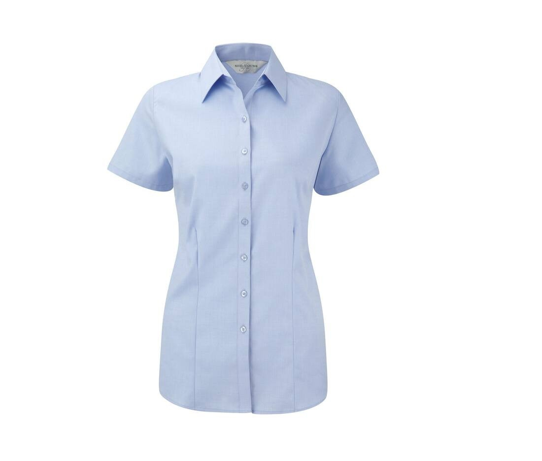 Ladies' short sleeve tailored herringbone shirt thumb