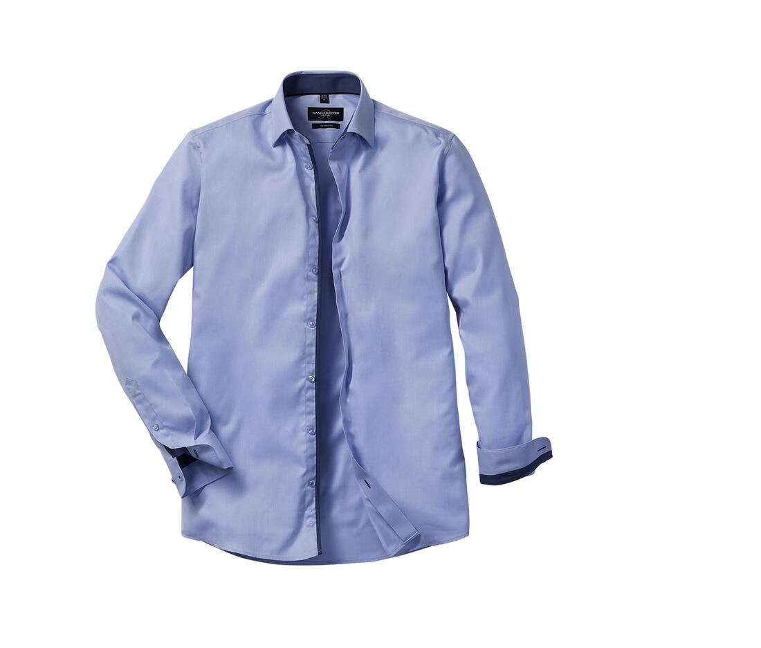 Men's long sleeve tailored contrast herringbone shirt thumb