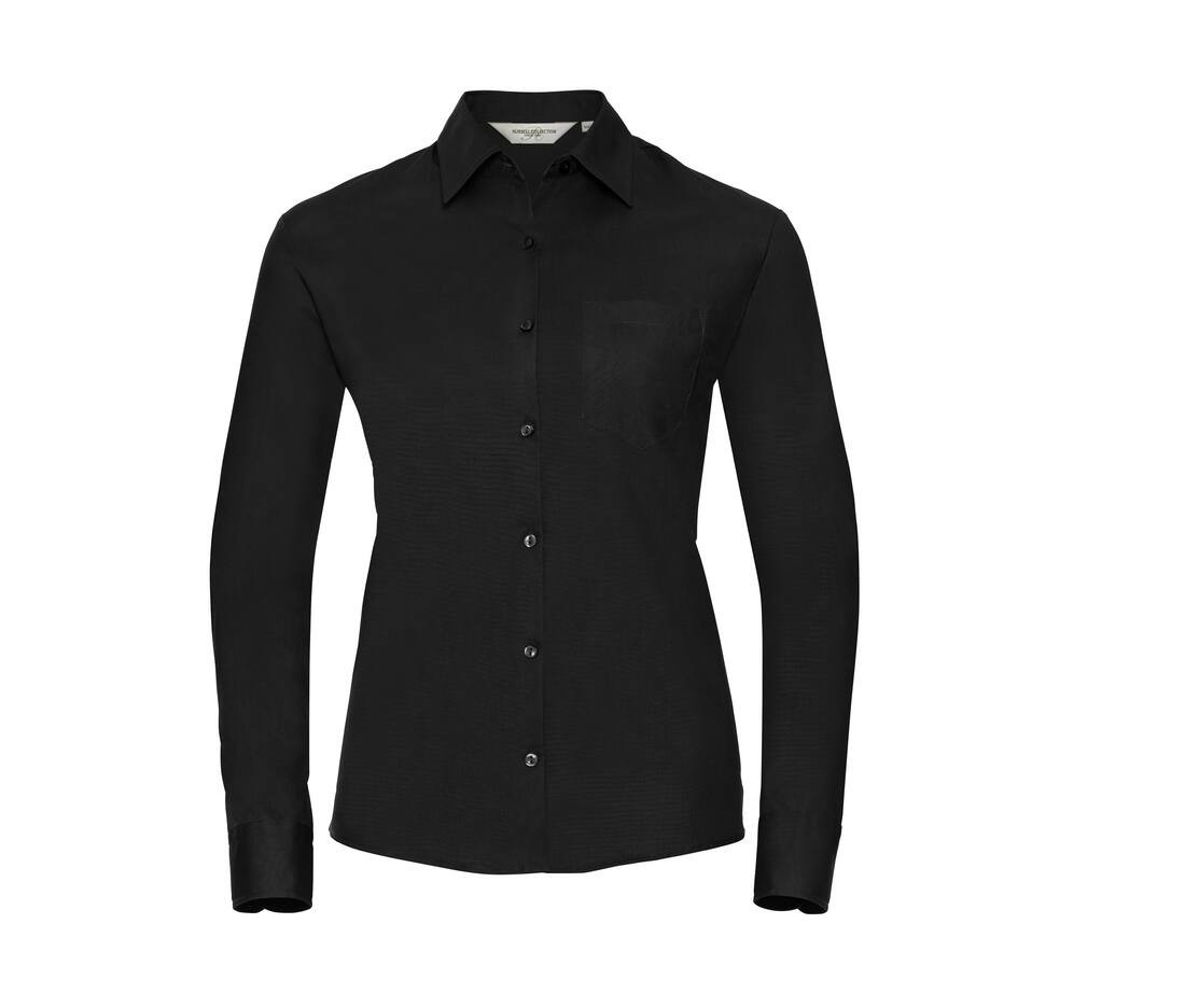 Ladies' long sleeve classic pure cotton poplin shirt thumb