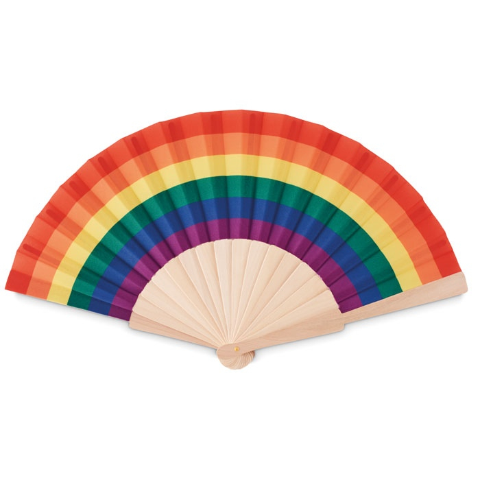 BOWFAN - Eventail en bois arc-en-ciel thumb