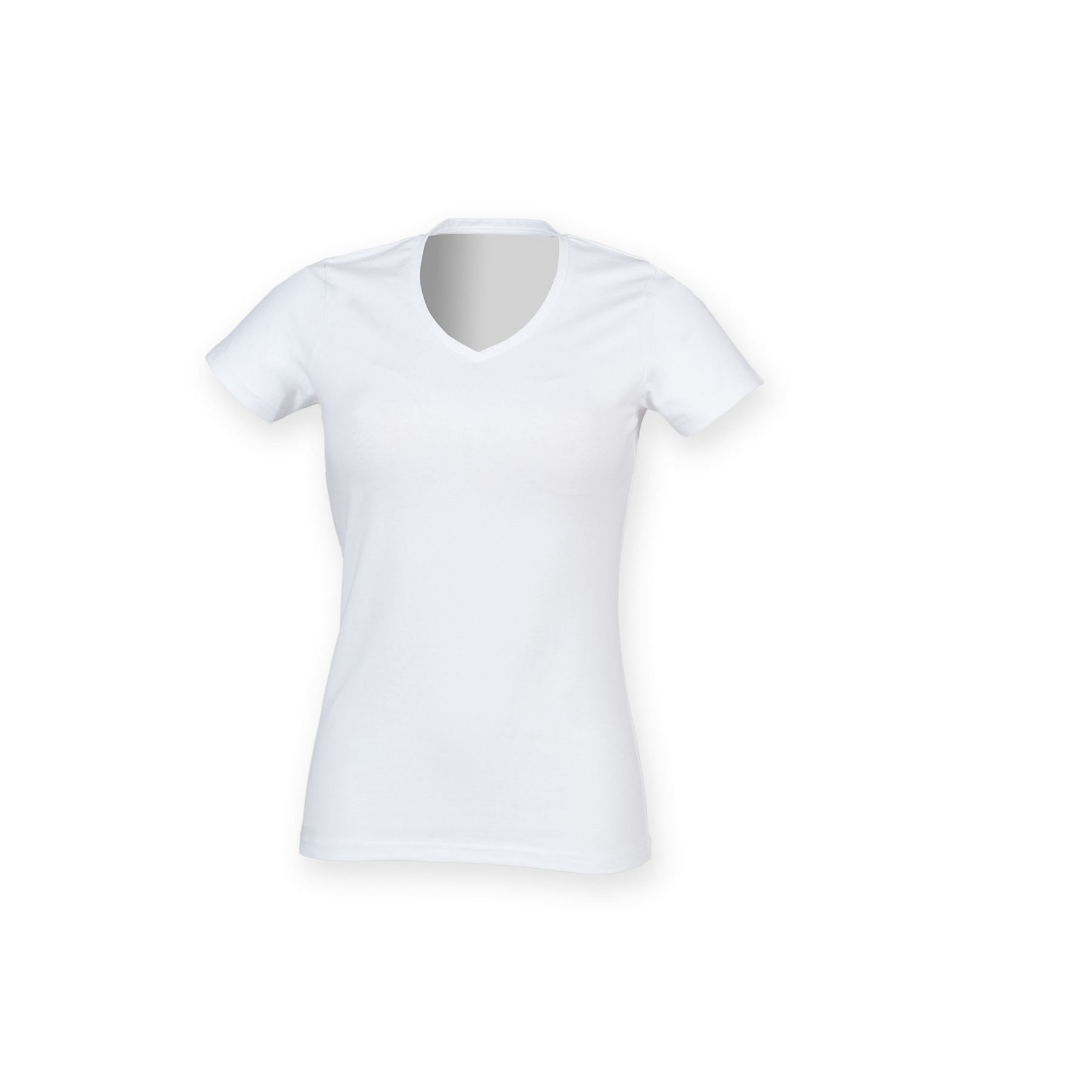 Tee-shirt stretch col v femme thumb