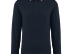 Polo maille piquée manches longues homme