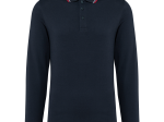 Polo maille piquée manches longues homme