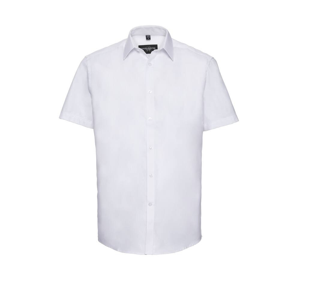 Men's short sleeve tailored herringbone shirt