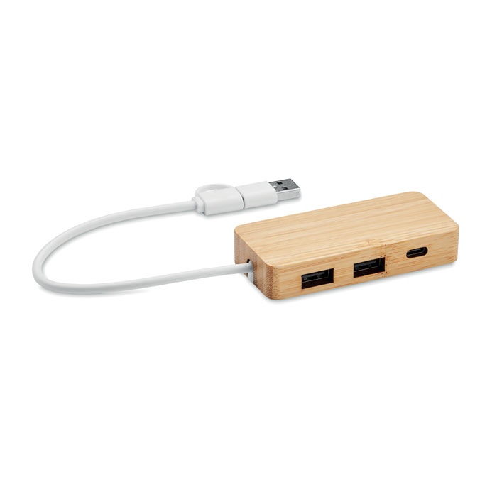 HUBBAM - Hub USB 3 ports en bambou thumb