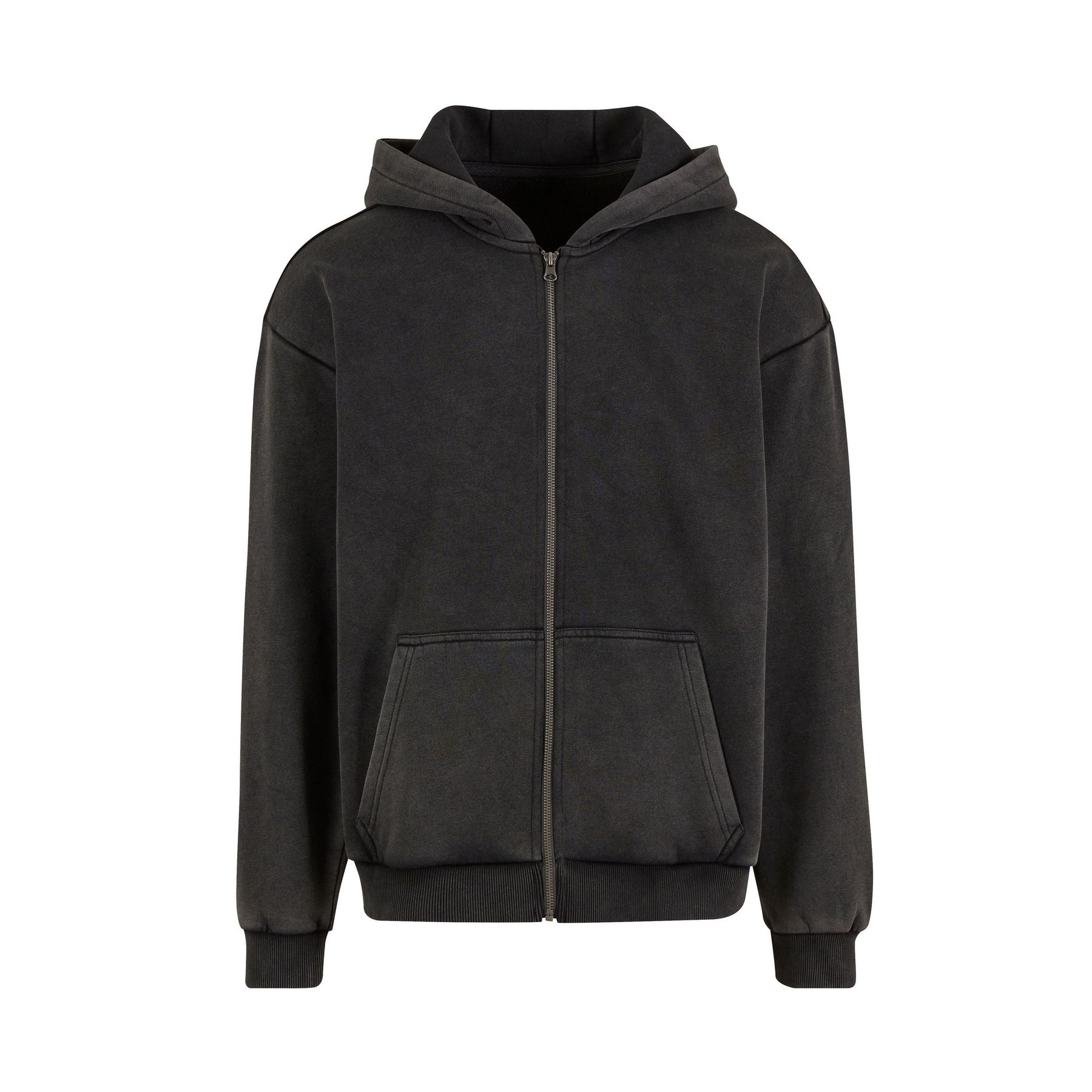 Sweat capuche zippé lourd délavé