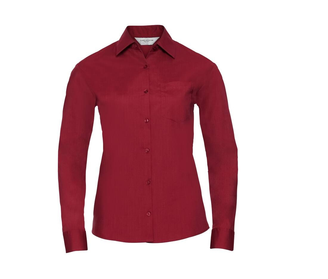 Ladies' long sleeve classic polycotton poplin shirt