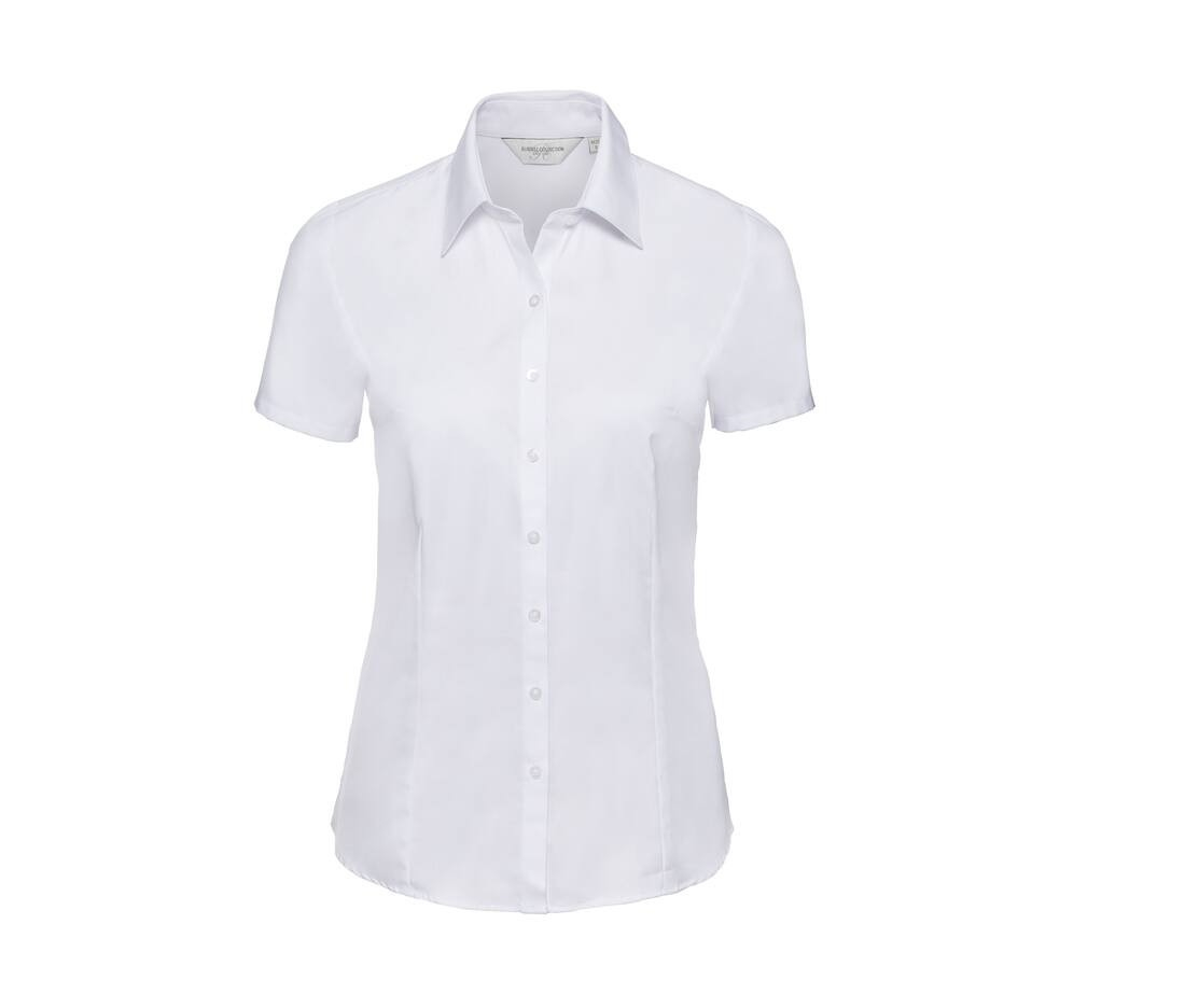 Ladies' short sleeve tailored herringbone shirt