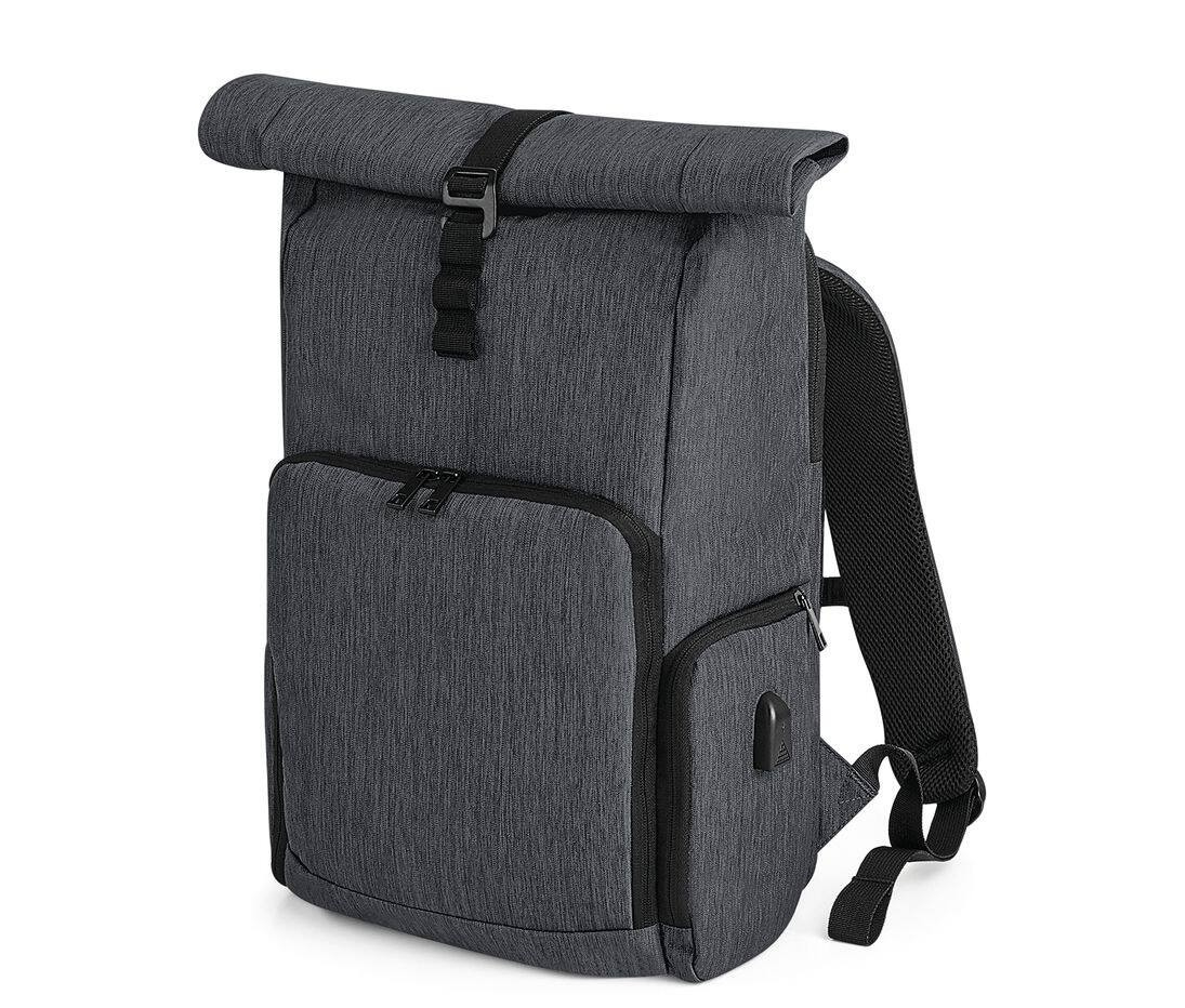 Sac à dos avec rabat enroulable et chargeur q-tech