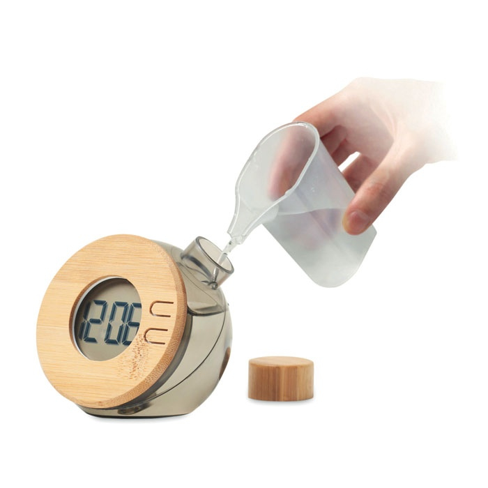 DROPPY LUX - Horloge à eau LCD en bambou thumb