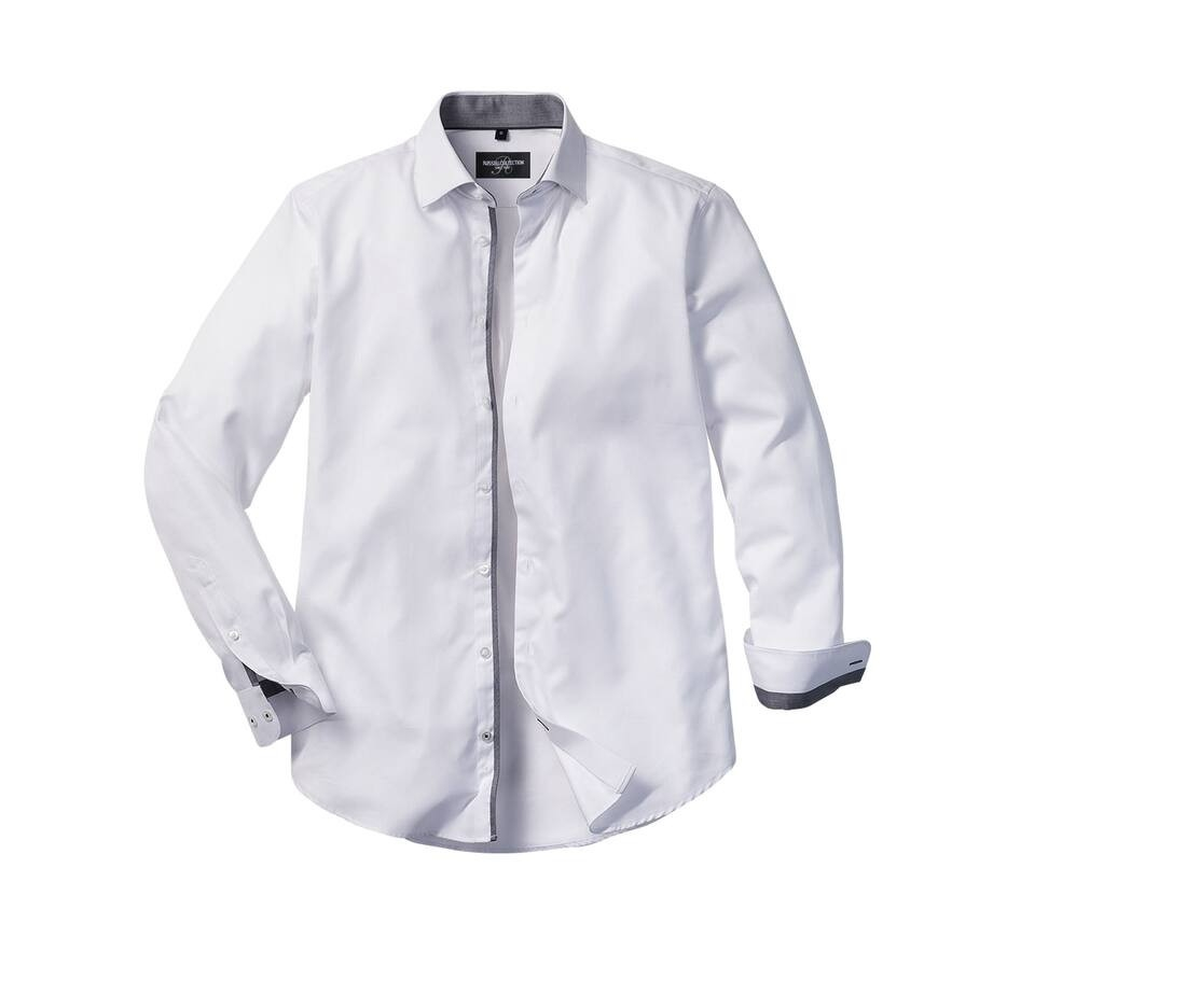 Men's long sleeve tailored contrast herringbone shirt
