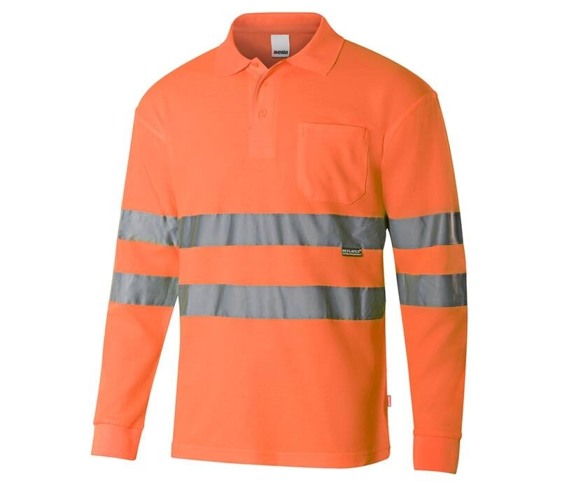 Polo manches longues haute visibilité en coton/polyester