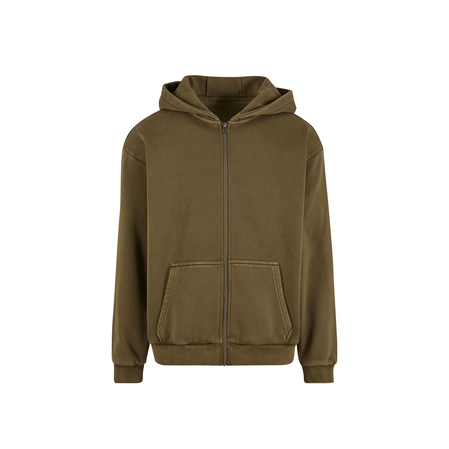 Sweat capuche zippé lourd délavé