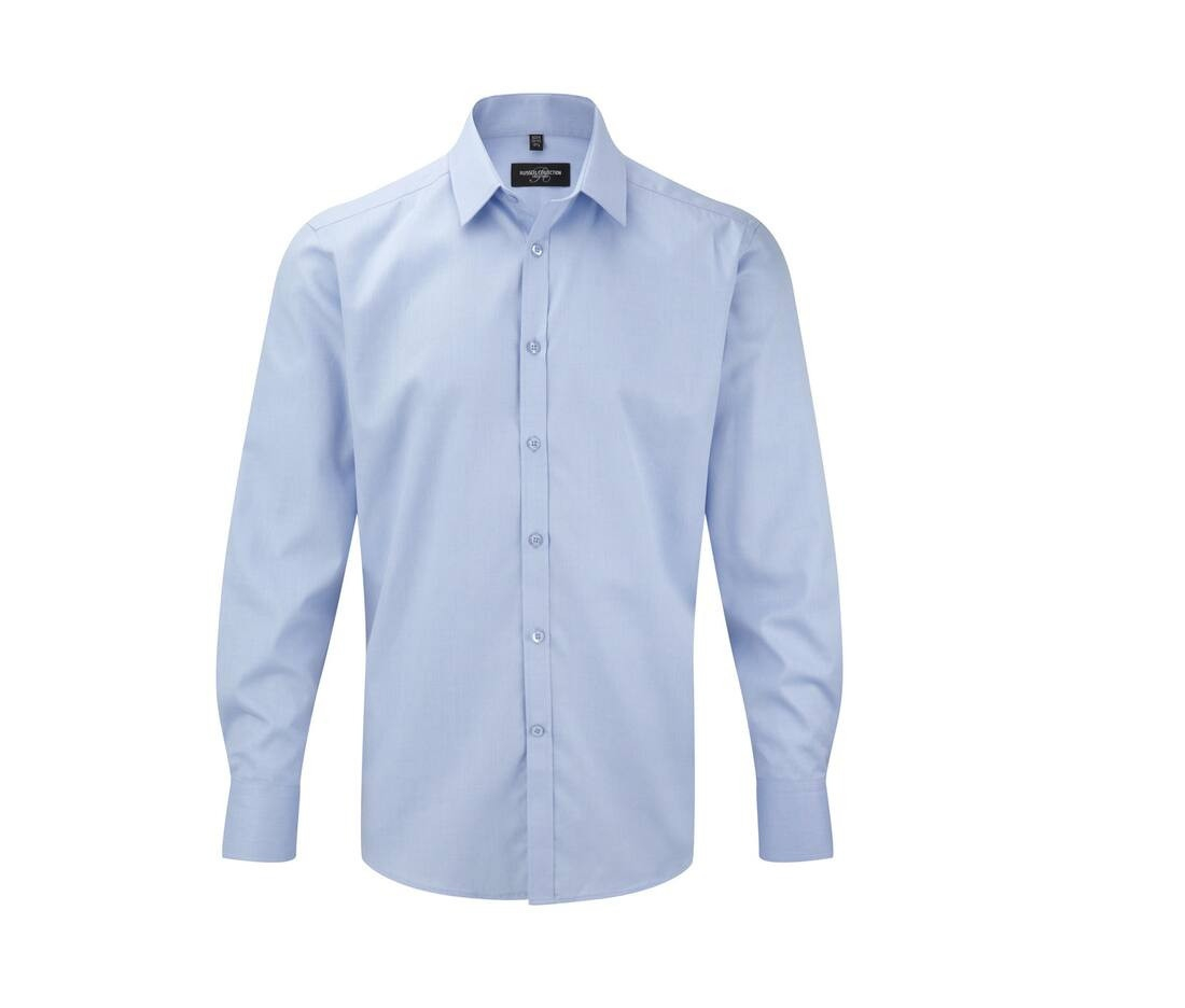 Men's long sleeve tailored herringbone shirt thumb