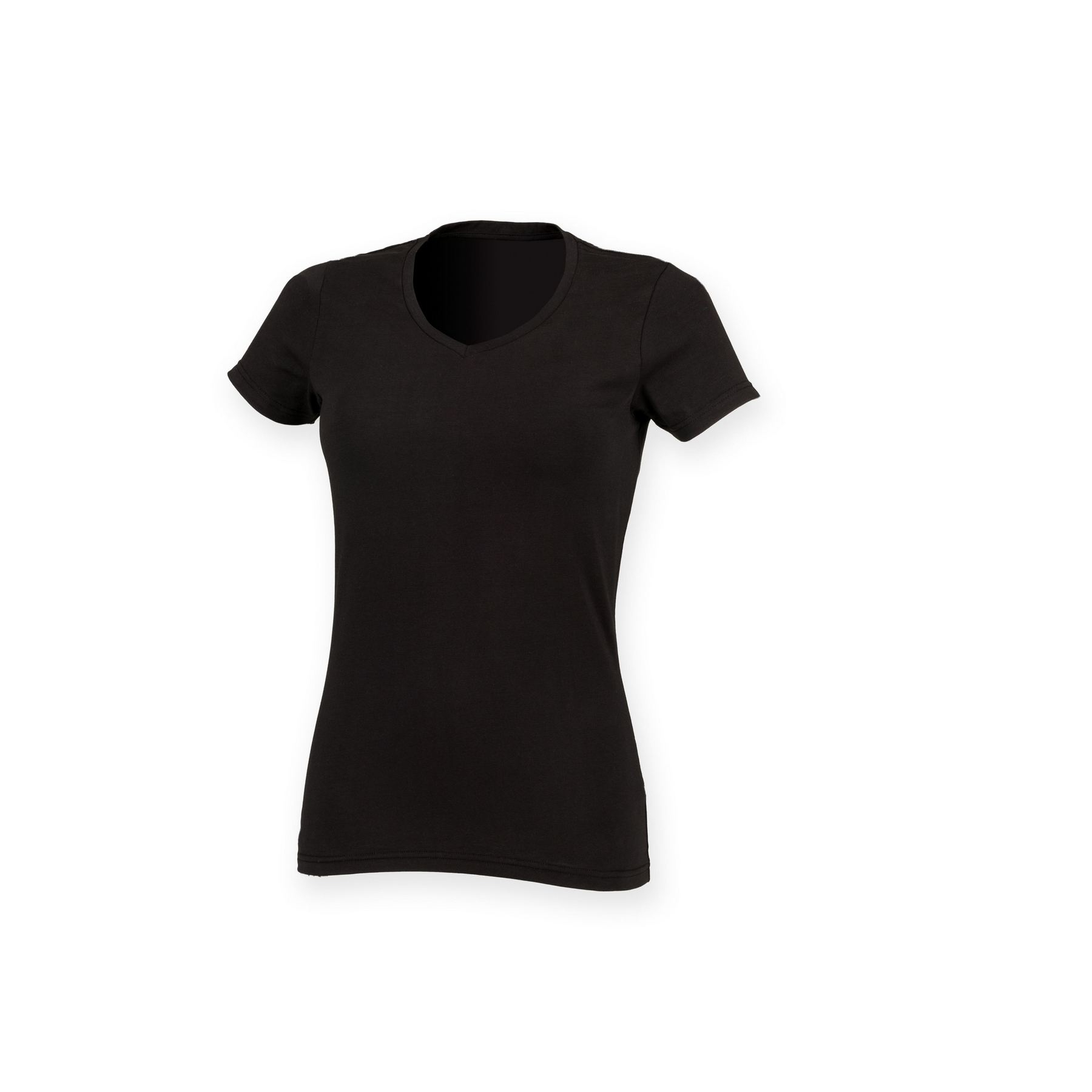 Tee-shirt stretch col v femme