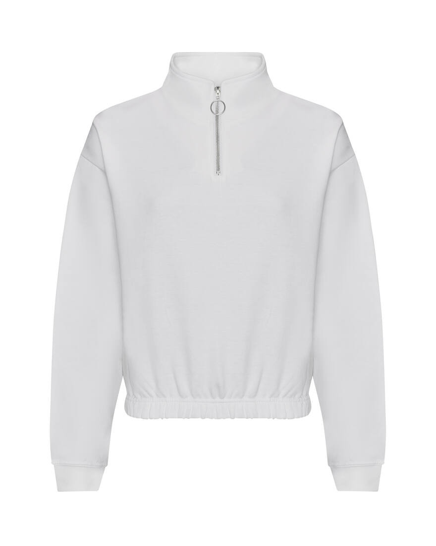 Sweat court col zippé femme