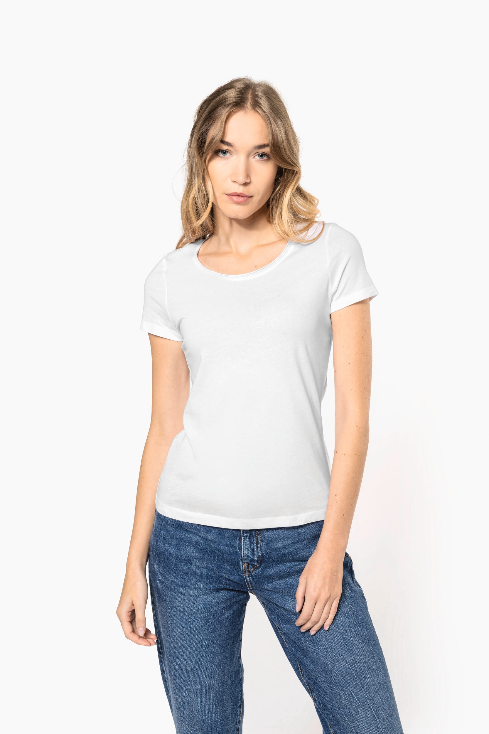 T-shirt Bio col à bords francs manches courtes femme thumb