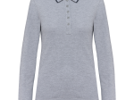 Polo maille piquée manches longues femme