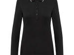 Polo maille piquée manches longues femme
