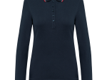 Polo maille piquée manches longues femme