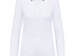 Polo maille piquée manches longues femme