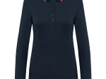 Polo maille piquée manches longues femme