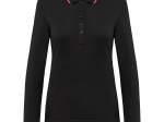Polo maille piquée manches longues femme